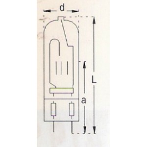 Osram  64661  A1/249  G6,35/GX6,35  230V  300W  3400kel.  20x63,5mm  50hod.